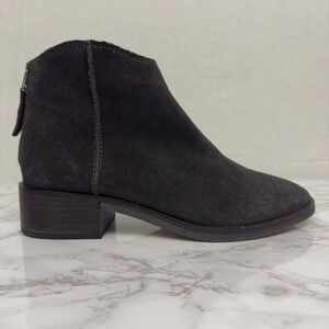 Dolce Vita Leather Ankle Boots Charcoal Gray Zip Back Block Heel Women's Size 8